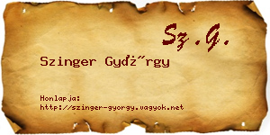 Szinger György névjegykártya
